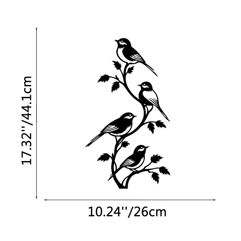 FuAttract Freedom Connection & Growth Four Birds on Branch Metal Wall Decor Home Art Decor - Black - 10.24x17.32x0.04in/26x44.1x0.1cm - image 6