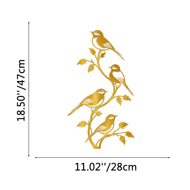 FuAttract Freedom Connection & Growth Four Birds on Branch Metal Wall Decor Home Art Decor - Gold - 11.02x18.50x0.04in/28x47.0x0.1cm - image 18