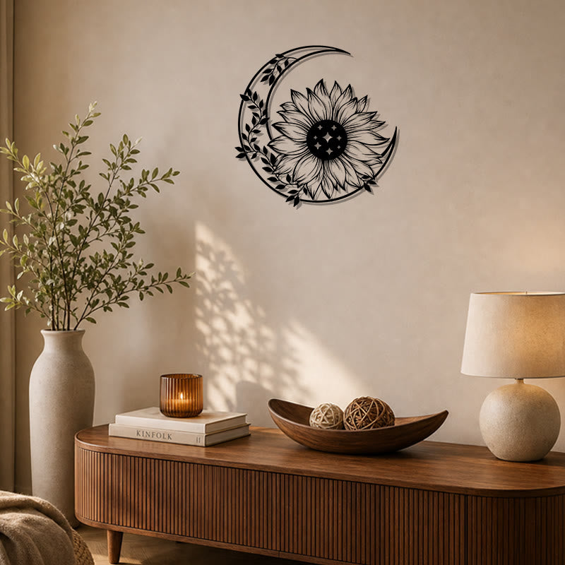 FuAttract Positivity Hope & Renewal Sunflower Crescent Moon Metal Wall Decor Home Art Decor - image 8