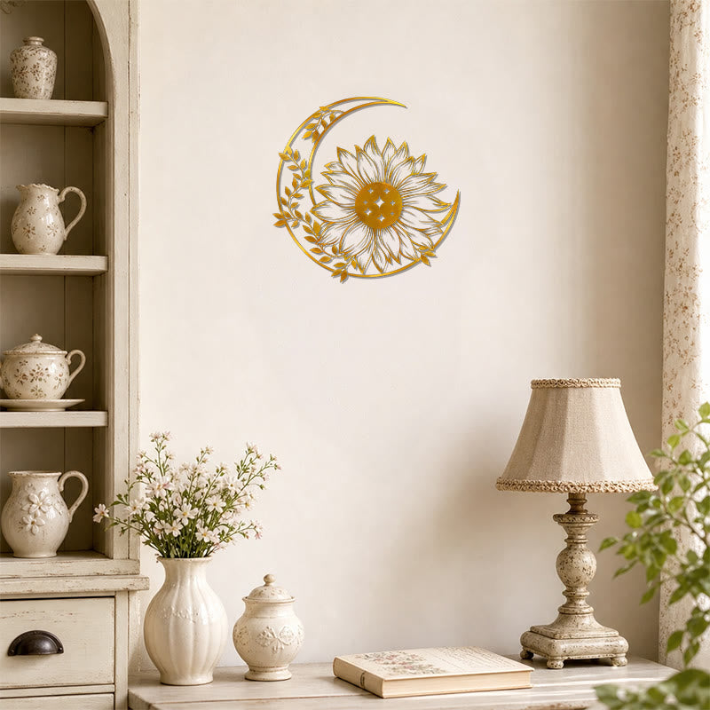 FuAttract Positivity Hope & Renewal Sunflower Crescent Moon Metal Wall Decor Home Art Decor - image 11