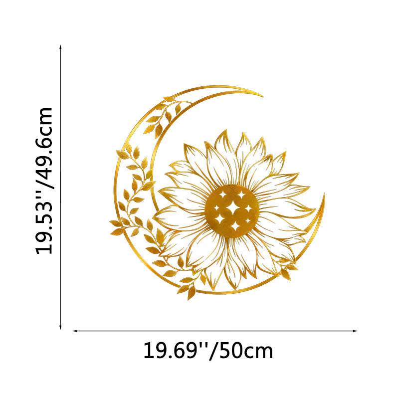 FuAttract Positivity Hope & Renewal Sunflower Crescent Moon Metal Wall Decor Home Art Decor - Gold - 19.53x19.69x0.04in/49.6x50x0.1cm - image 17