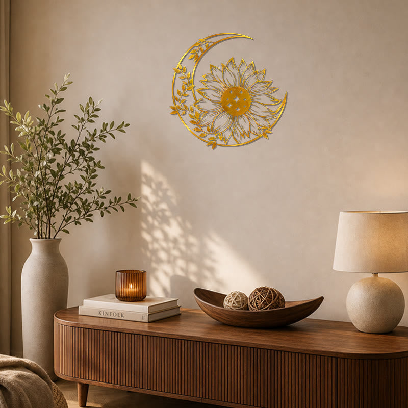 FuAttract Positivity Hope & Renewal Sunflower Crescent Moon Metal Wall Decor Home Art Decor - image 18