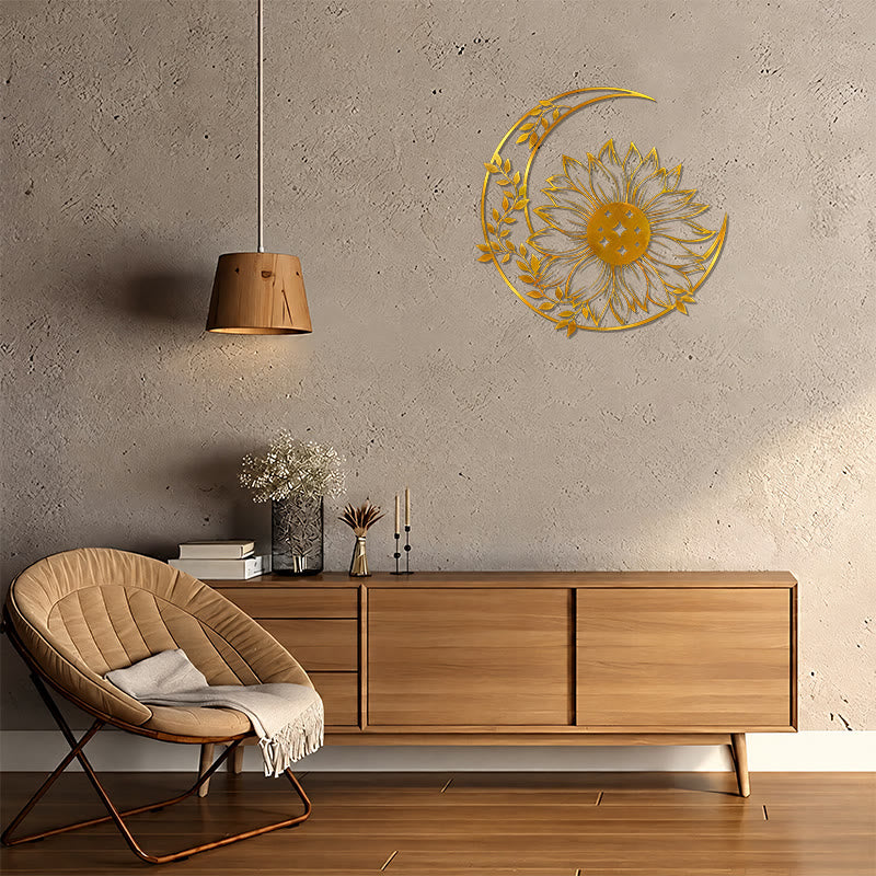 FuAttract Positivity Hope & Renewal Sunflower Crescent Moon Metal Wall Decor Home Art Decor - image 19