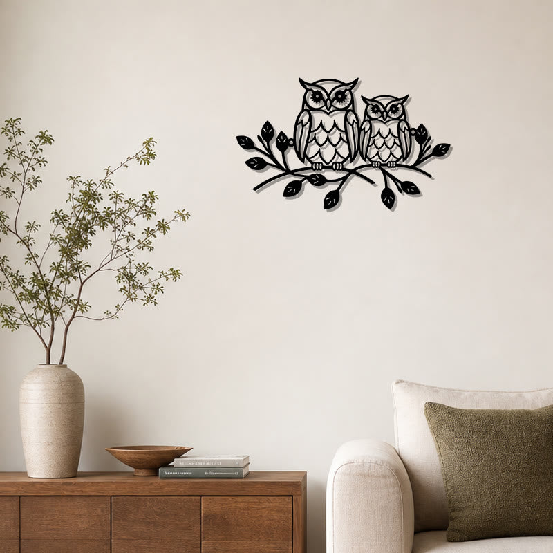 FuAttract Wisdom Connection & Protection Owl Metal Wall Decor Home Art Decor - image 0
