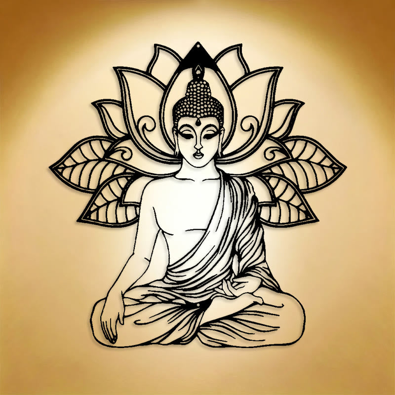 FuAttract Wisdom Serenity & Inner Harmony Buddha Lotus Metal Wall Decor Home Art Decor - image 0