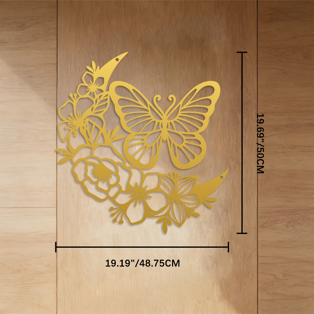 FuAttract Transformation Grace & Renewal Butterfly Crescent Moon Metal Wall Decor Home Art Decor - Gold - 19.19"*19.69"*0.05"/48.75*50*0.12cm - image 22