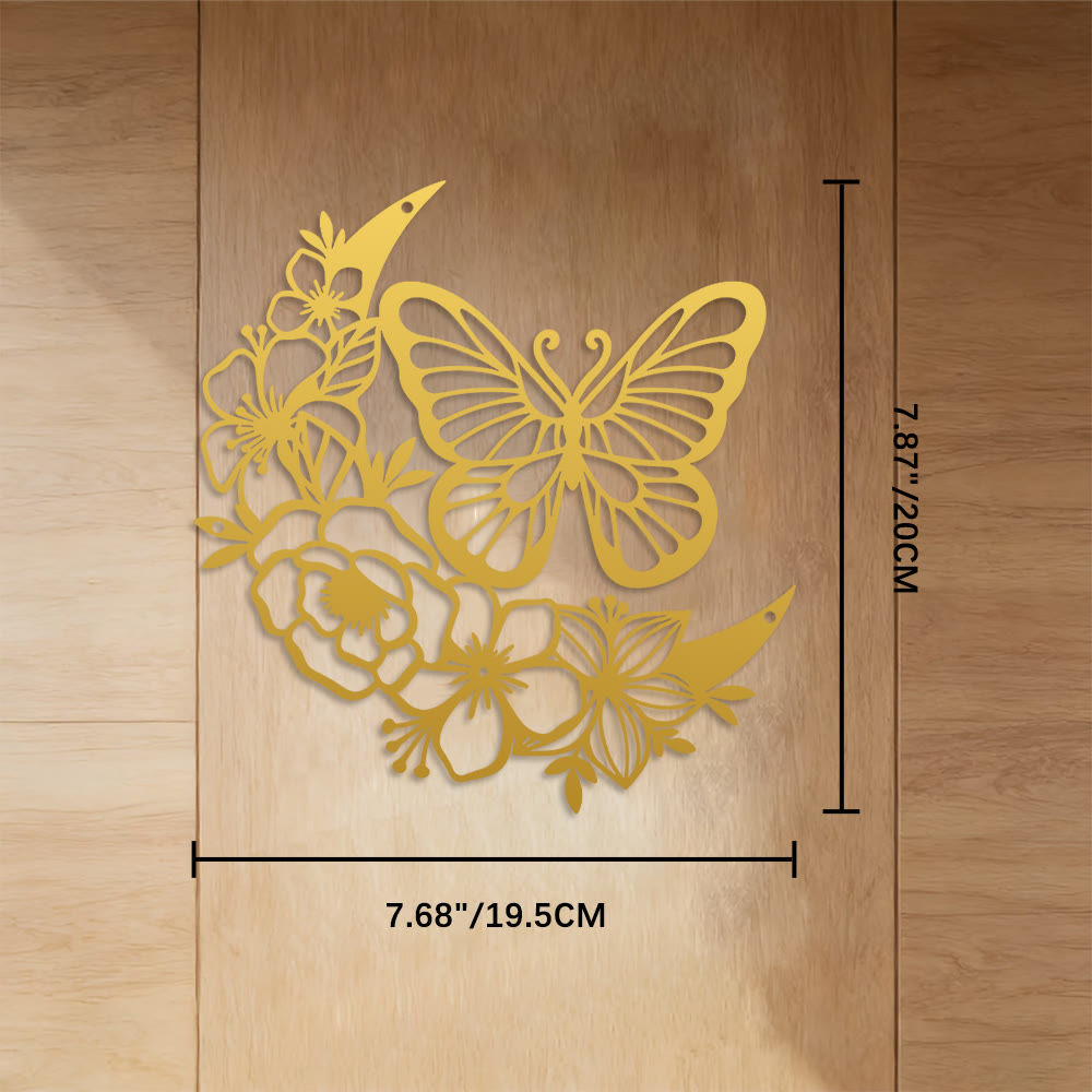 FuAttract Transformation Grace & Renewal Butterfly Crescent Moon Metal Wall Decor Home Art Decor - Gold - 7.68"*7.87"*0.04"/19.5*20*0.1cm - image 16