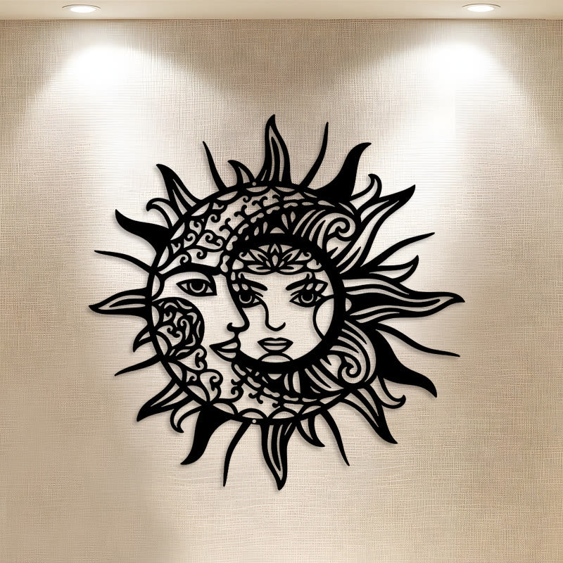 FuAttract Balance Mystery & Cosmic Harmony Sun And Moon Metal Wall Decor Home Art Decor - image 0