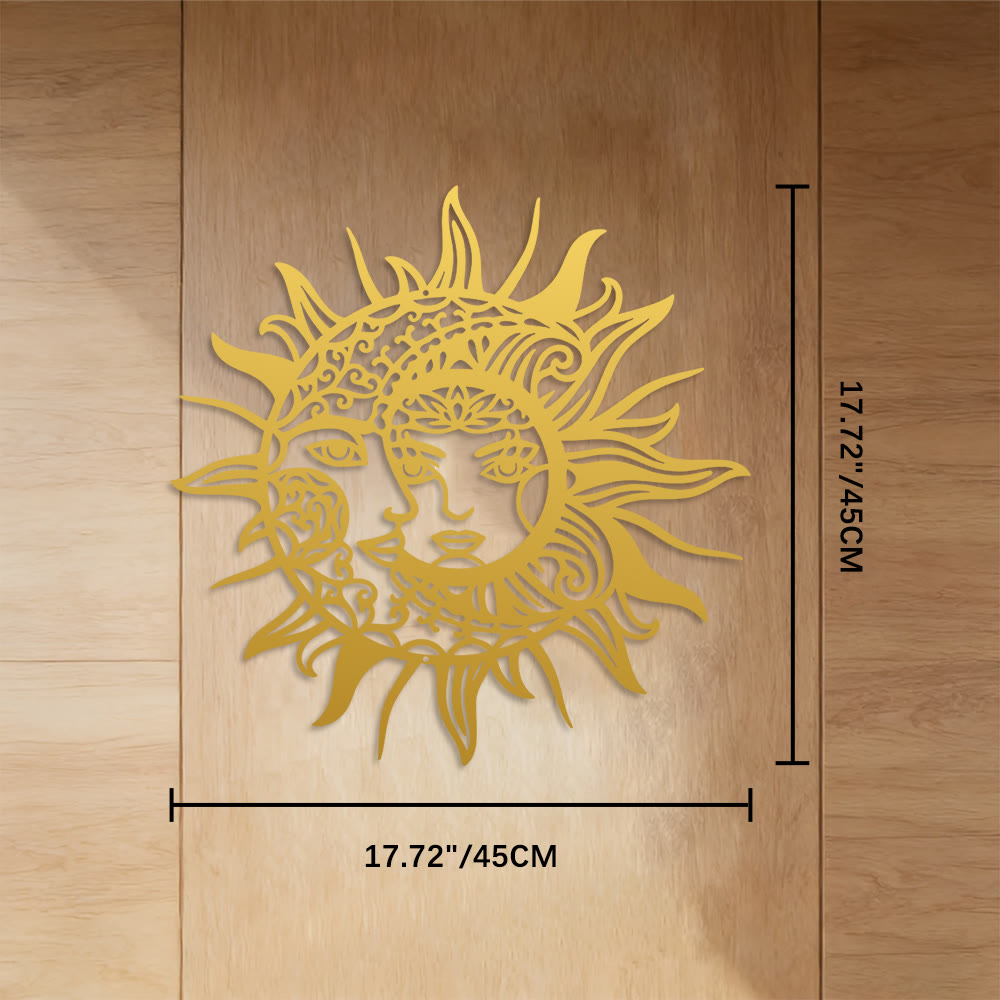 FuAttract Balance Mystery & Cosmic Harmony Sun And Moon Metal Wall Decor Home Art Decor - Gold - 17.72"*17.72"*0.04"/45*45*0.1cm - image 20