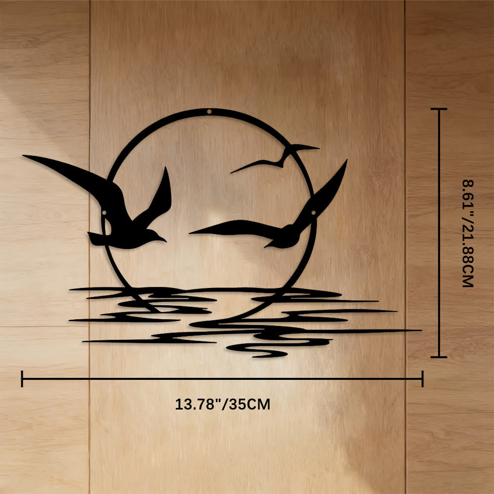 FuAttract Freedom Hope & New Beginnings Sun Seagulls Metal Wall Decor Home Art Decor - Black - 13.78"*8.61"*0.04"/35*21.88*0.1cm - image 4