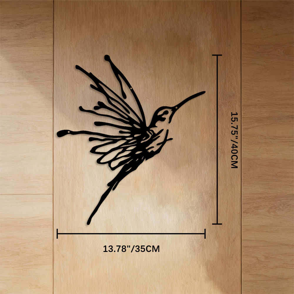 FuAttract Joy Resilience & Freedom Hummingbird Metal Wall Decor Home Art Decor - Black - 13.78"*15.75"*0.04"/35*40*0.1cm - image 6