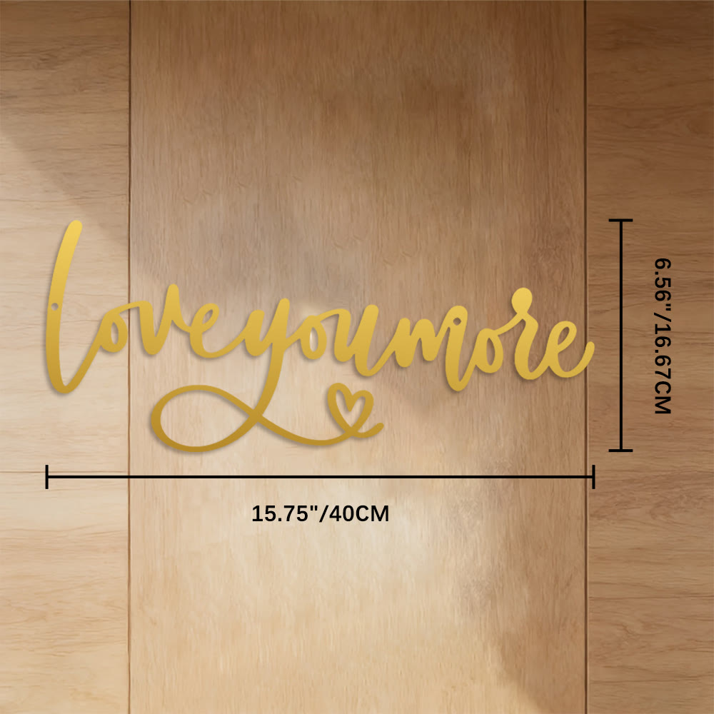 FuAttract Romantic Affection & Devotion Love You More Metal Wall Decor Home Art Decor - Gold - 15.75"*6.56"*0.04"/40*16.67*0.1cm - image 15