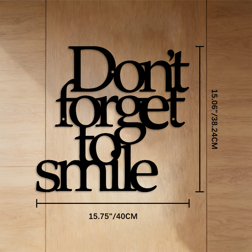 FuAttract Positivity Joy & Encouragement Don't Forget to Smile Metal Wall Decor Home Art Decor - Black - 15.75"*15.06"*0.04"/40*38.24*0.1cm - image 4