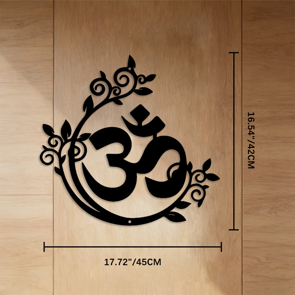 FuAttract Serenity Spiritual Connection & Inner Peace Om Mani Mantra Metal Wall Decor Home Art Decor - Black - 17.72"*16.54"*0.04"/45*42*0.1cm - image 6