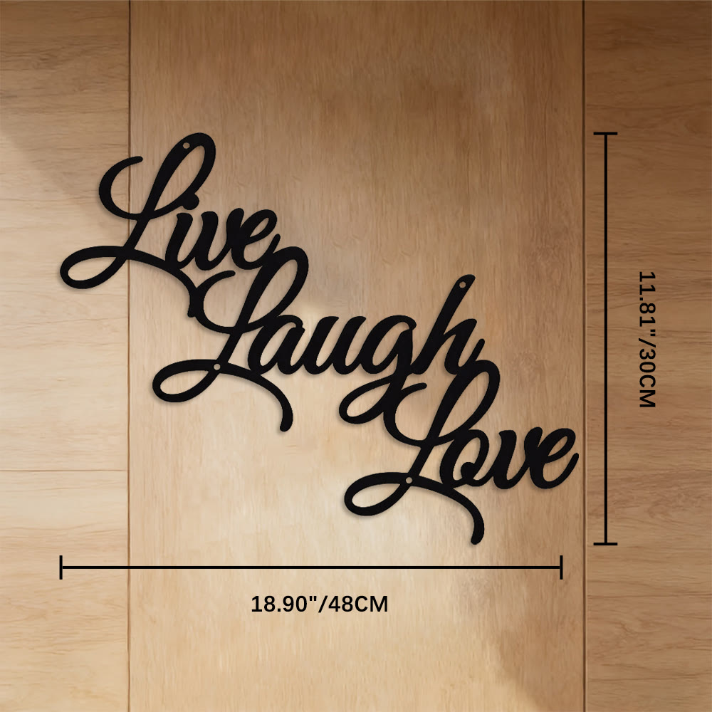 FuAttract Joyful Living & Heartfelt Affection Live Laugh Love Metal Wall Decor Home Art Decor - Black - 18.90"*11.81"*0.04"/48*30*0.1cm - image 7