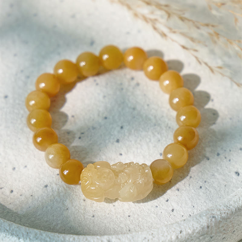 FuAttract Prosperity Flow - Golden Silk Jade Pixiu Bracelet - 10mm - image 0