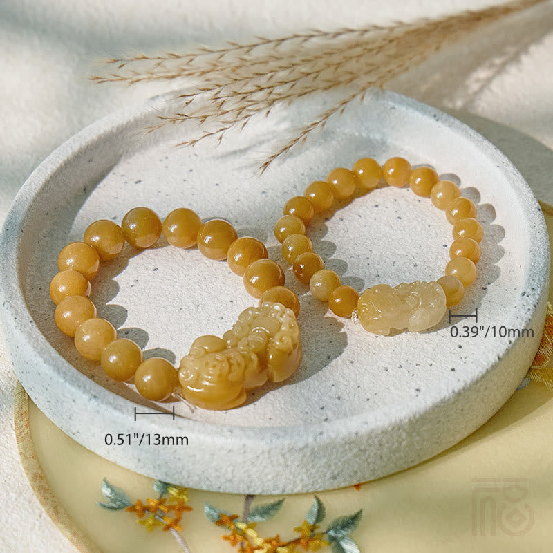 FuAttract Prosperity Flow - Golden Silk Jade Pixiu Bracelet - image 3