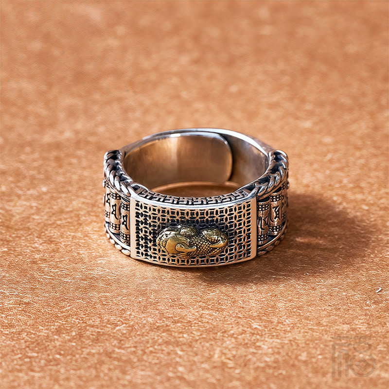 FuAttract Abundance Generator - Adjustable Silver Pixiu Om Mani Mantra Ring - Slim Fit - image 0
