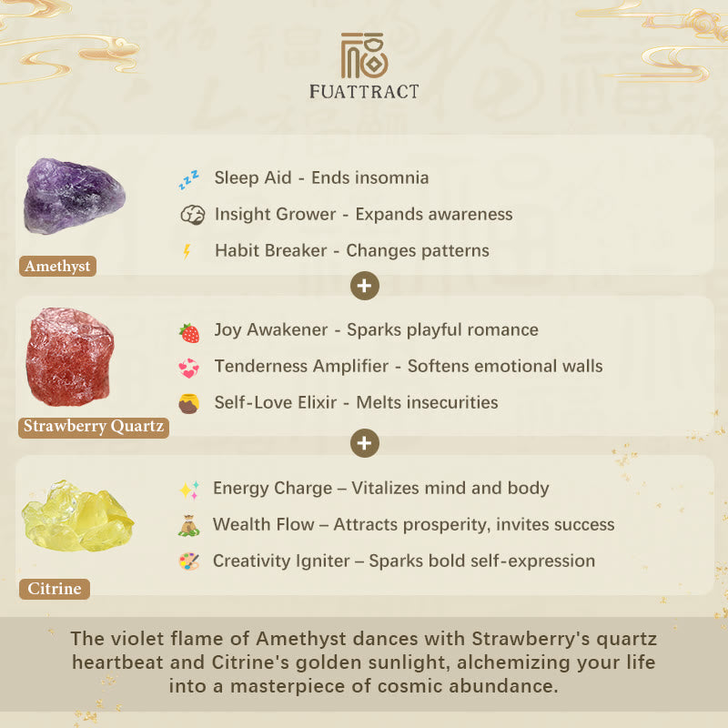 FuAttract Love, Luck & Fortune – Amethyst Strawberry Quartz Citrine Pixiu Bracelet - image 6