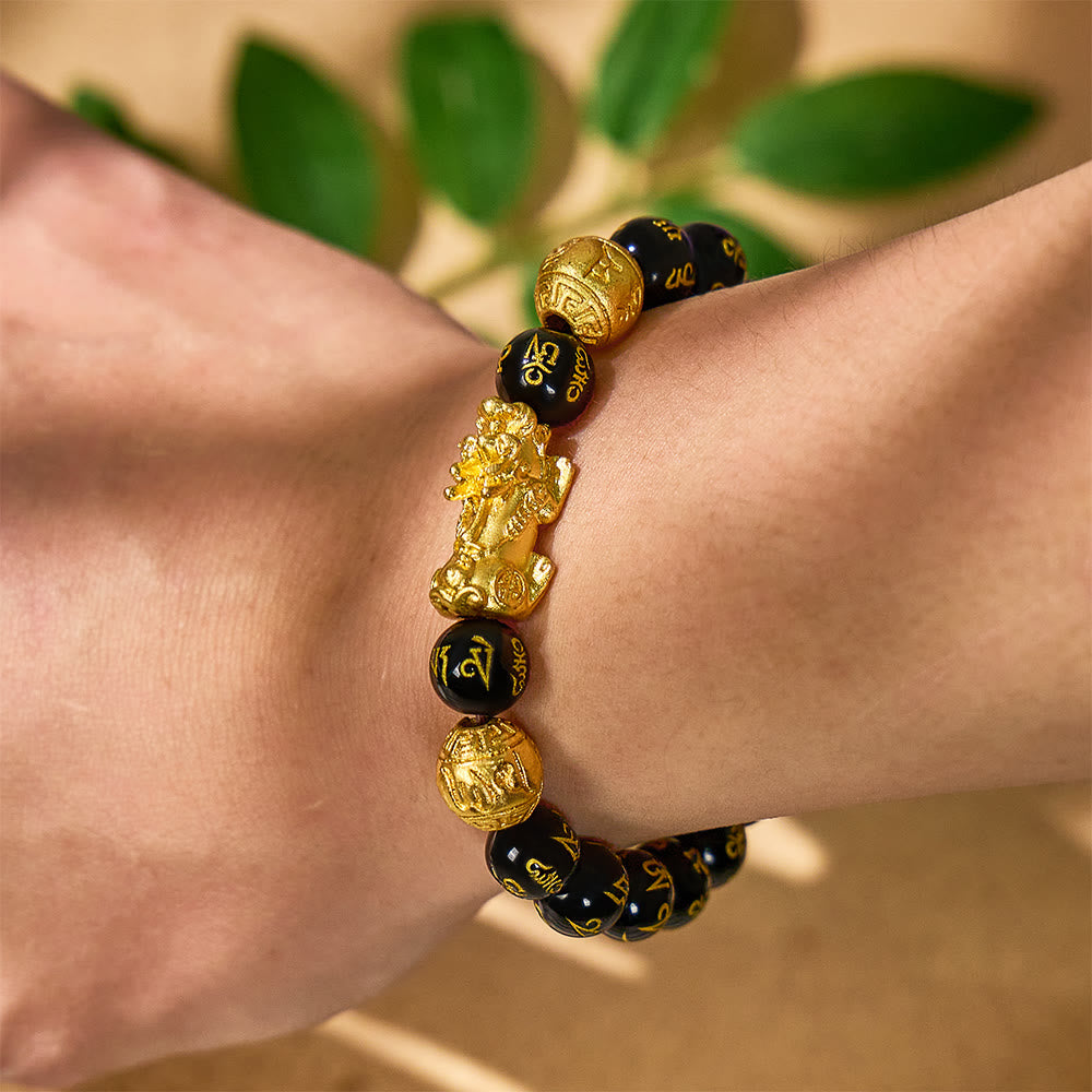 FuAttract Abundance & Protection – Black Onyx Om Mani Padme Hum Beads Pixiu Bracelet - image 14