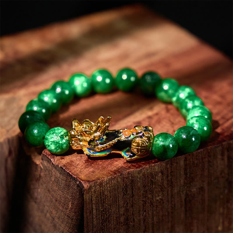 FuAttract Harmony of Fortune Bracelet –  Cyan Jade With FengShui Pixiu - 10mm - image 0