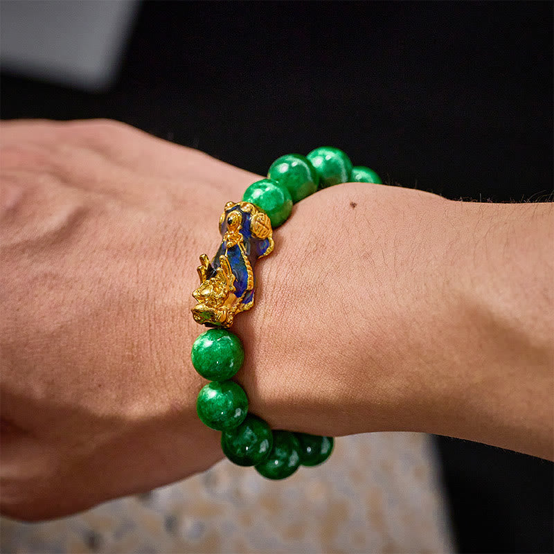 FuAttract Harmony of Fortune Bracelet –  Cyan Jade With FengShui Pixiu - image 1