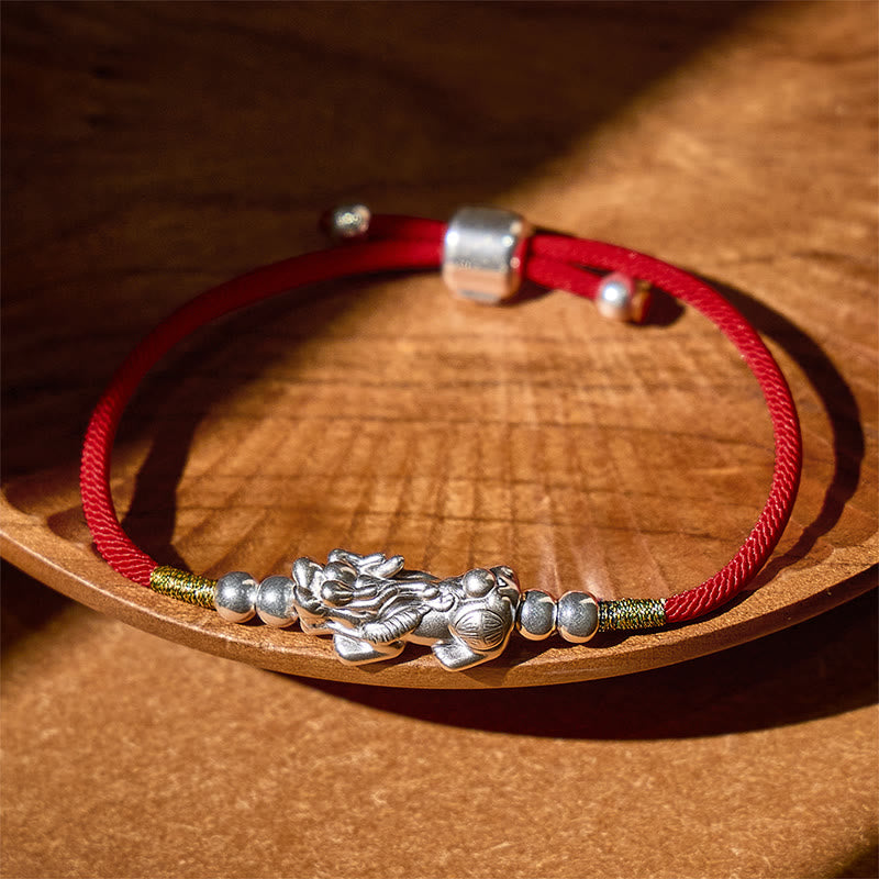 FuAttract Destiny Braider - Silver Pixiu Adjustable Handwoven Red String Bracelet - Silver - Red - image 10