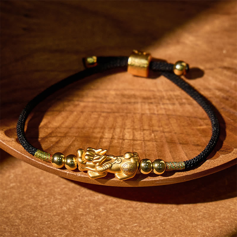 FuAttract Destiny Braider - Silver Pixiu Adjustable Handwoven Red String Bracelet - Gold - Black - image 14