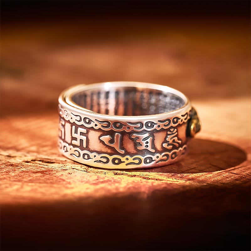 FuAttract Celestial Fortune - Adjustable Silver Pixiu Ring with Sacred Om Mani Mantra - image 8