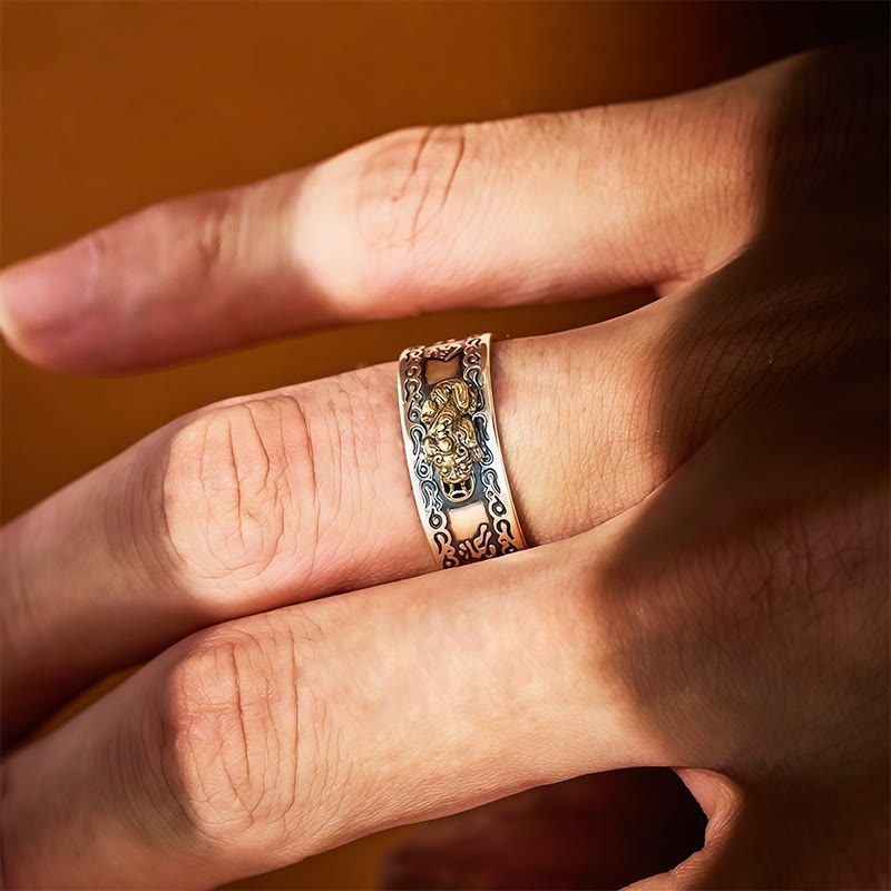 FuAttract Celestial Fortune - Adjustable Silver Pixiu Ring with Sacred Om Mani Mantra - image 1