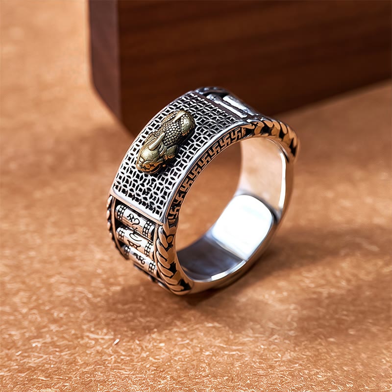 FuAttract Abundance Generator - Adjustable Silver Pixiu Om Mani Mantra Ring - Comfort Fit - image 9