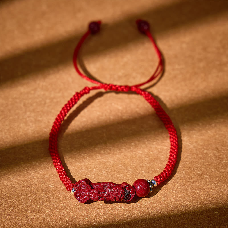 Fuattract Protective Power – Handcrafted Cinnabar Pixiu Braided Bracelet - Adjustable Rope - Red - image 12