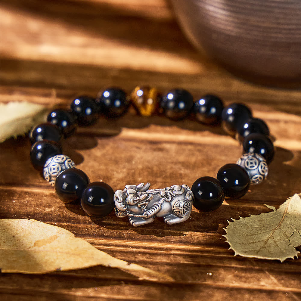 FuAttract Fortune Armament - Silver Pixiu Black Obsidian Power Bracelet - image 10