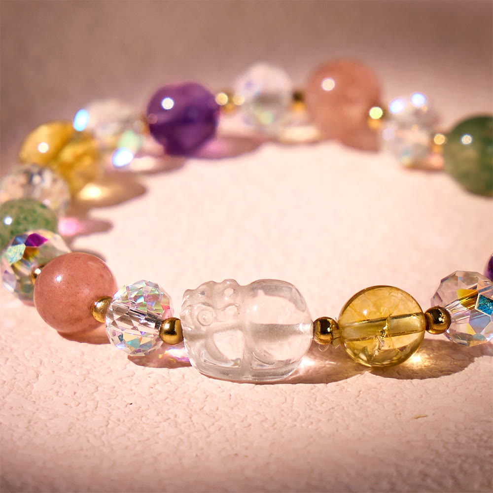 FuAttract Love, Luck & Fortune – Amethyst Strawberry Quartz Citrine Pixiu Bracelet - image 4