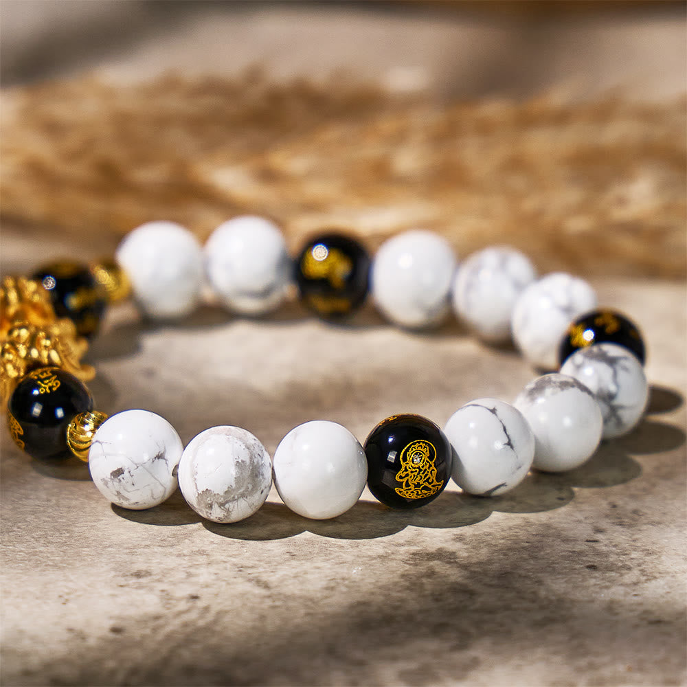 FuAttract Boho Energy Shield - Natural White Turquoise Beads Pixiu Bracelet - image 3