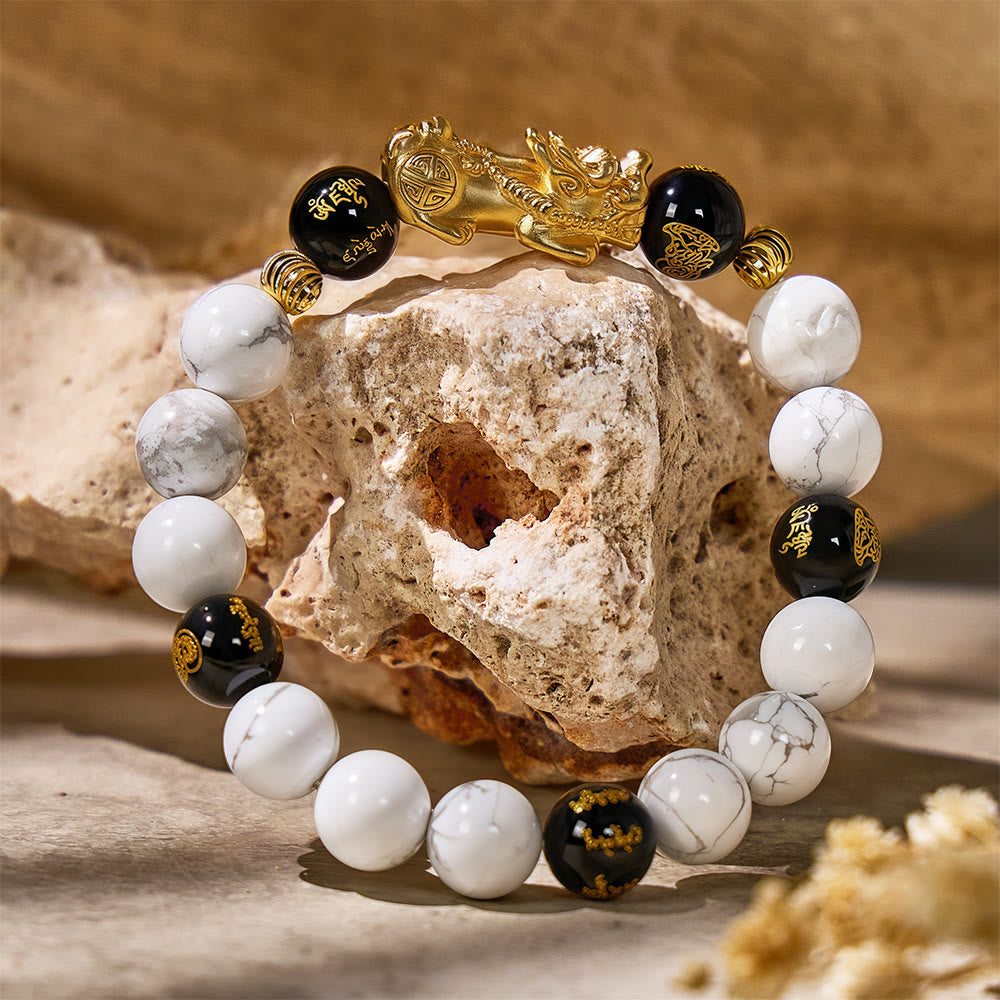 FuAttract Boho Energy Shield - Natural White Turquoise Beads Pixiu Bracelet - image 5