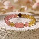 FuAttract Heart & Fortune - Rutilated Quartz  & Strawberry Quartz Pixiu Wealth Bracelet - Strawberry Quartz Rutilated Quartz - image 0