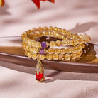 FuAttract Sunfire Trinity – Triple Strand Golden Rutilated Quartz, Amethyst & Garnet Pixiu Bracelet - Gold Rutilated Quartz - image 0