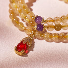 FuAttract Sunfire Trinity – Triple Strand Golden Rutilated Quartz, Amethyst & Garnet Pixiu Bracelet - image 5