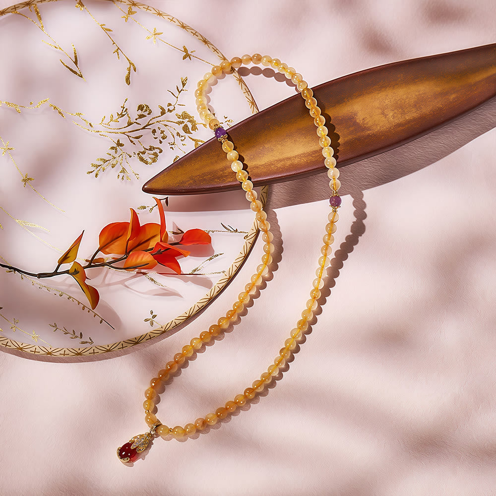 FuAttract Sunfire Trinity – Triple Strand Golden Rutilated Quartz, Amethyst & Garnet Pixiu Bracelet - image 2