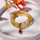 FuAttract Sunfire Trinity – Triple Strand Golden Rutilated Quartz, Amethyst & Garnet Pixiu Bracelet - image 1