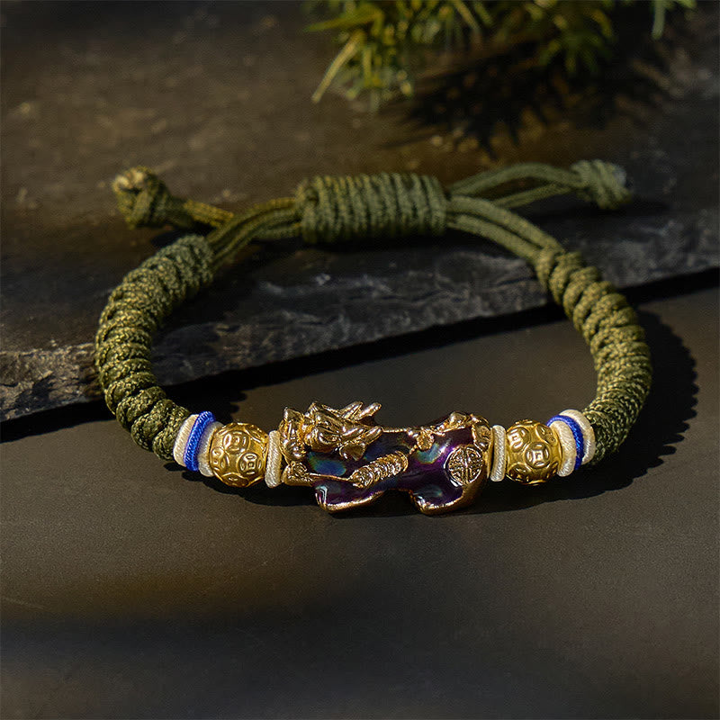 FuAttract Wealth Talisman - Thermochromic Pixiu String Bracelet - Army Green - image 7