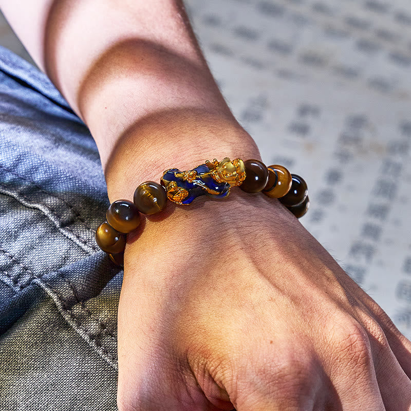 FuAttract Fortune Defender- Handcrafted Tiger's Eye Bracelet with Thermo-Active Pixiu - image 1