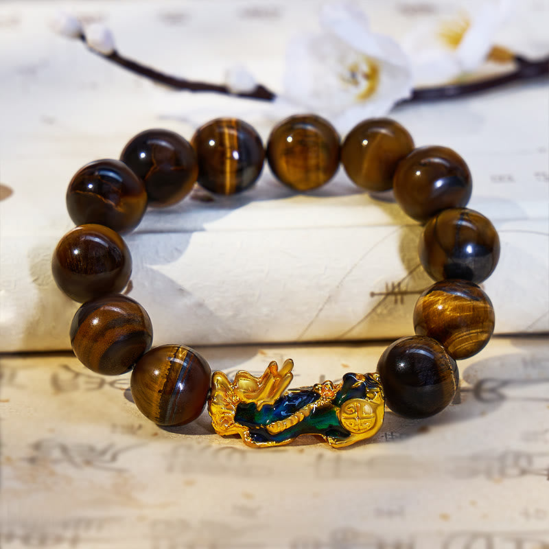FuAttract Fortune Defender- Handcrafted Tiger's Eye Bracelet with Thermo-Active Pixiu - image 8