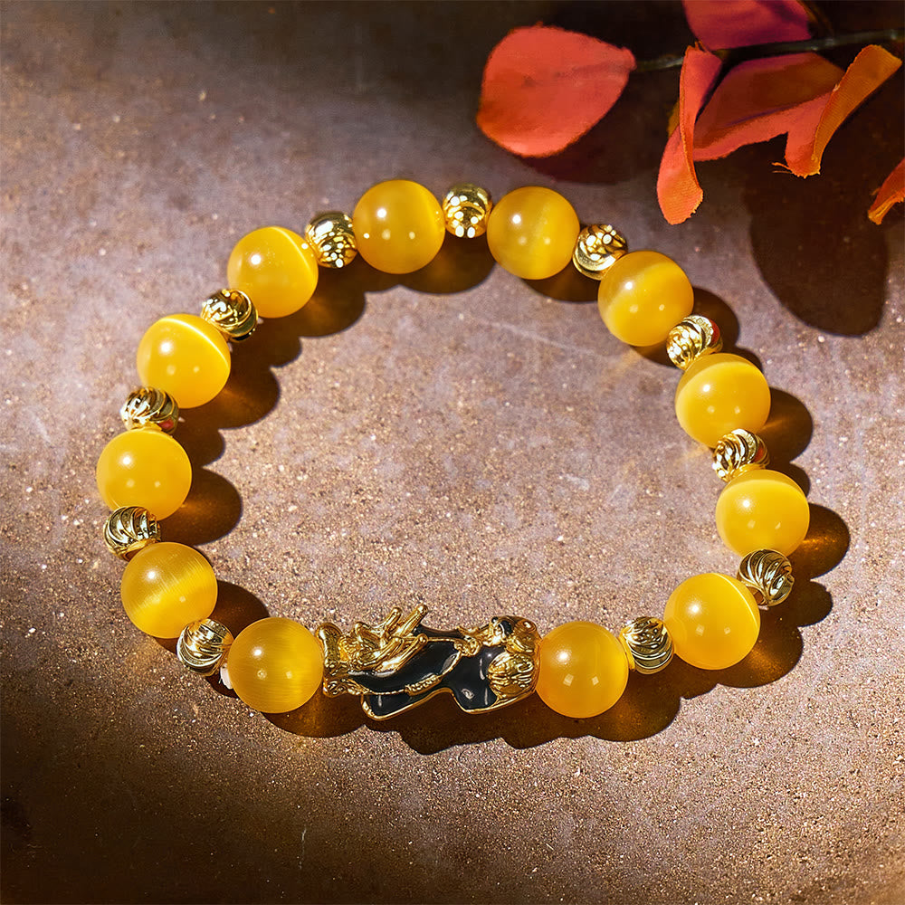 FuAttract Lucky Protection & Positive Energy - Spiritual Guardian Cat's Eye Pixiu Bracelet - Yellow - image 10