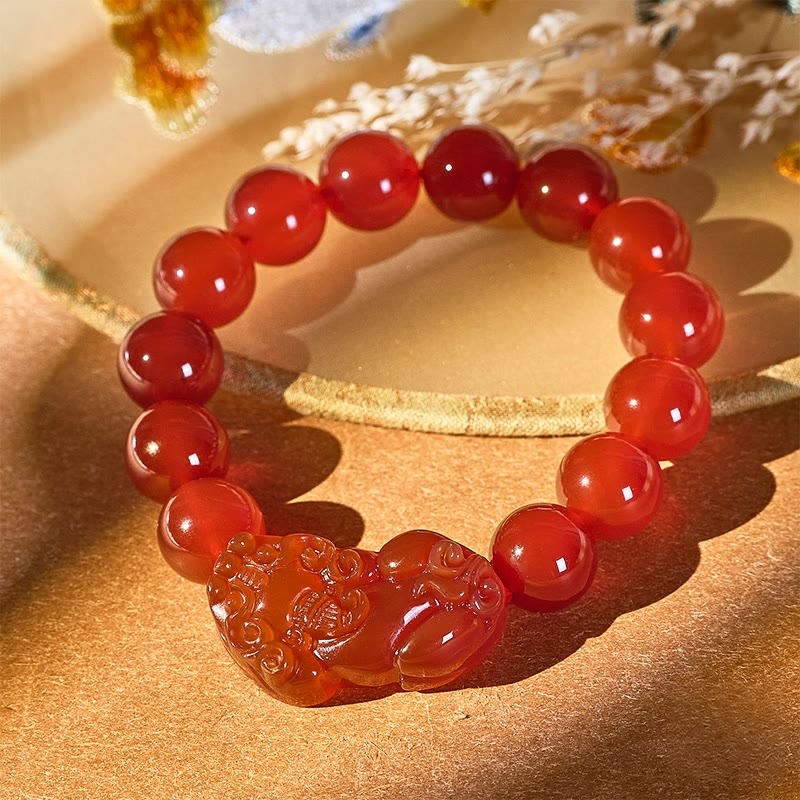 FuAttract Vitality Surge - Natural Red Agate Pixiu Energy Bracelet - 14mm - image 12