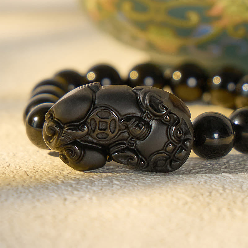FuAttract Aegis of Shadows - Premium Black Obsidian Pixiu Protection Bracelet - image 1