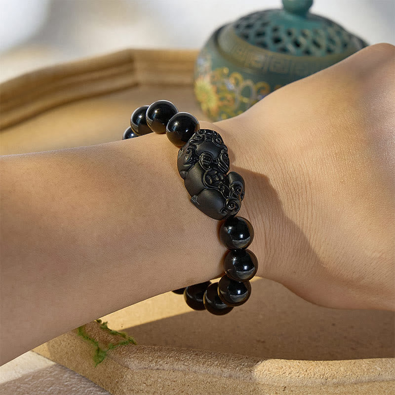 FuAttract Aegis of Shadows - Premium Black Obsidian Pixiu Protection Bracelet - image 3