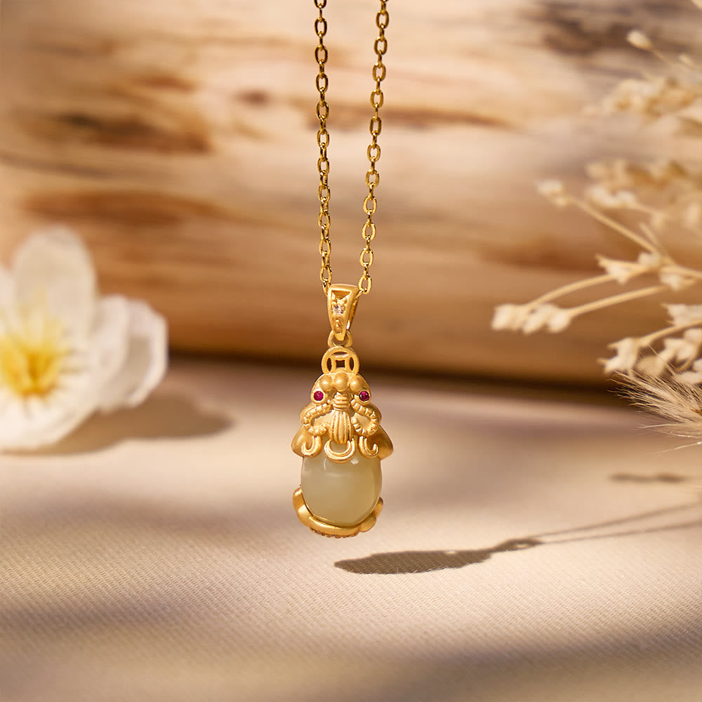 FuAttract Invite Fortune & Embrace Peace – Hetian Jade Pixiu Necklace - Hetian Jade - image 0