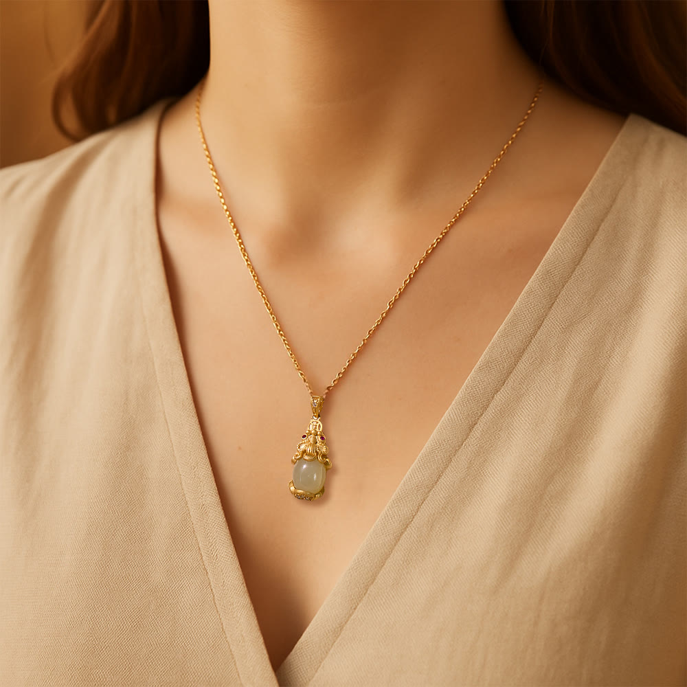 FuAttract Invite Fortune & Embrace Peace – Hetian Jade Pixiu Necklace - image 5